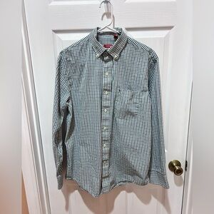 Izod Men’s Buttonup Collared Dress Shirt Green/Purple Plaid